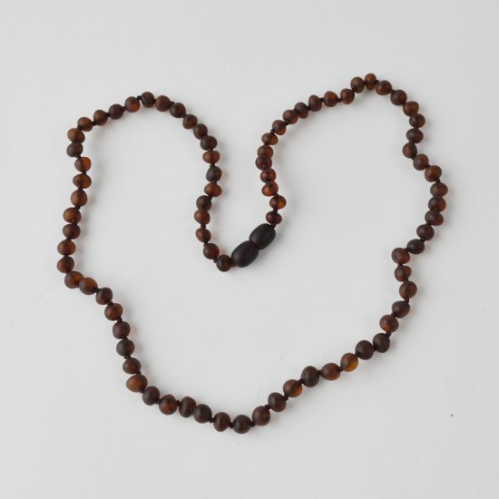 Amber necklace baroque dark cherry raw